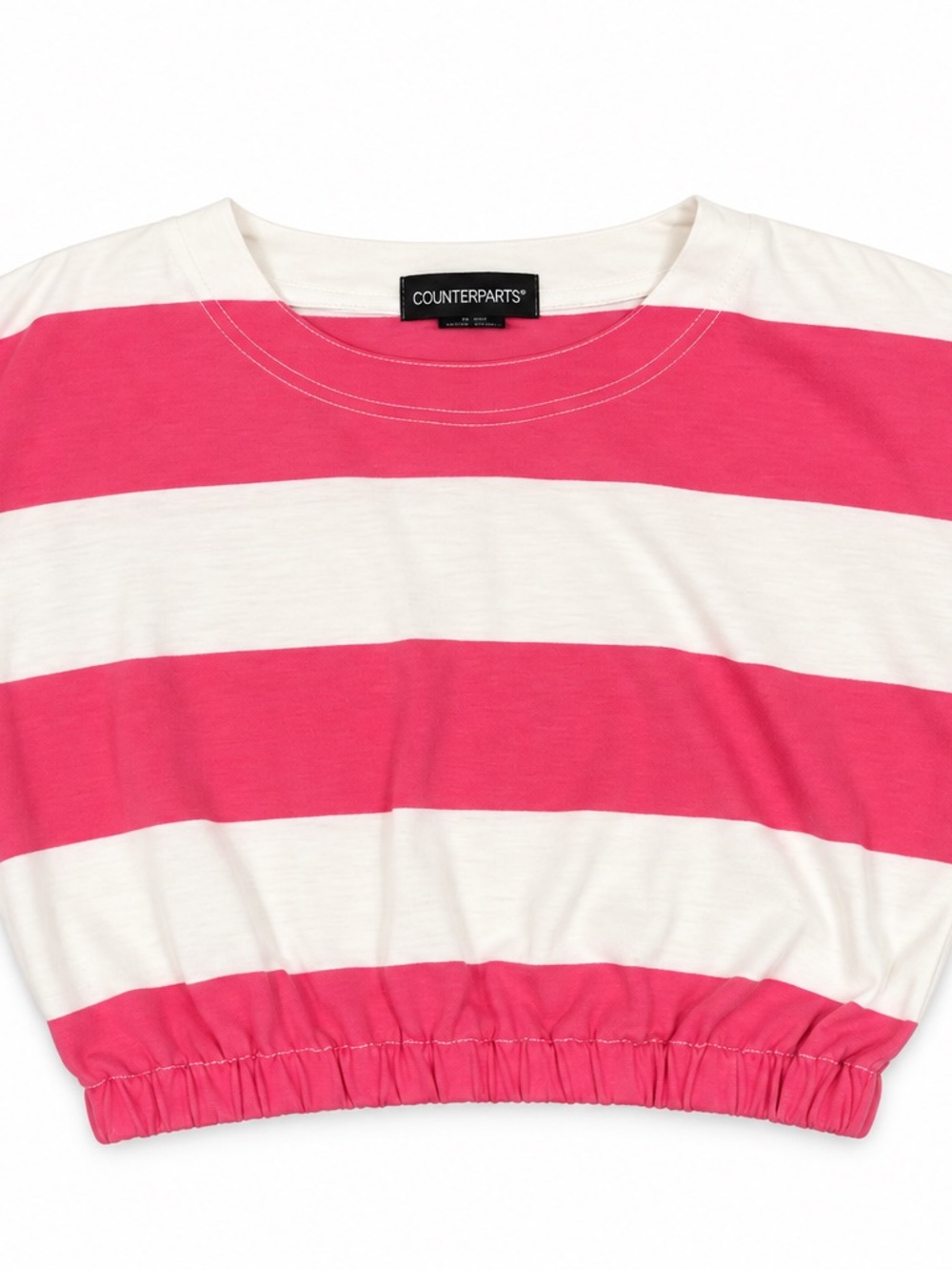 Counterparts Pink and White Striped Cropped Tee